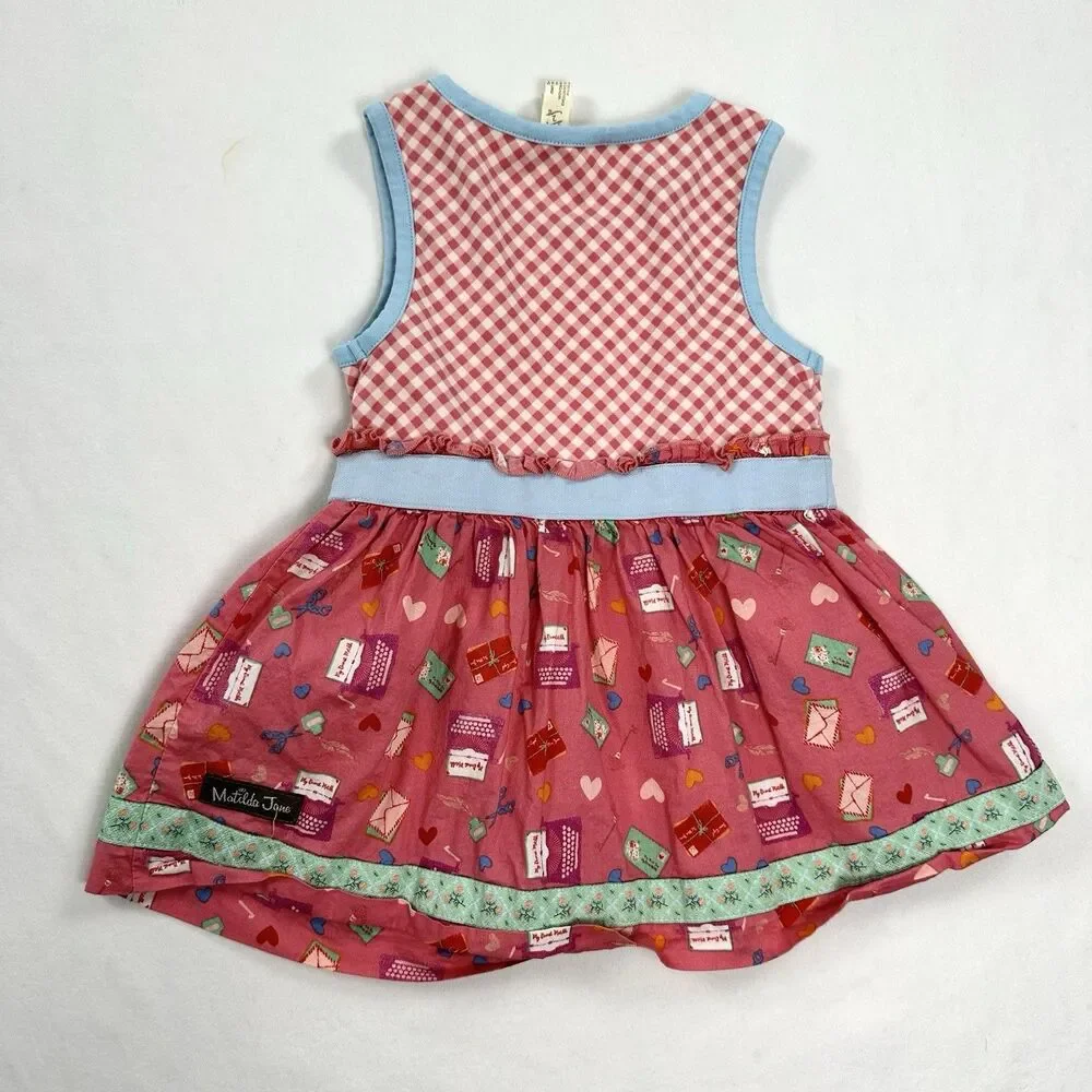 Matilda Jane Mail Dress Ruffles Envelope Typewriter Baby Girl Size 2 Country